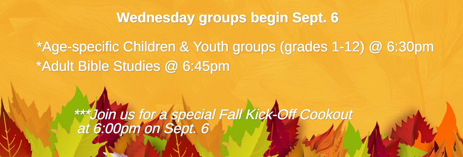 Church Fall Kickoff Autumn Leaf Website Banner